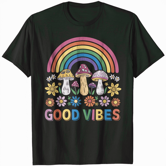 Good Vibes 70s Throwback Vintage Hippie Style T-Shirt