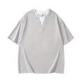 thumbnail image 2 of Mens Shirts Solid Color Short Sleeve Crew Neck Casual Slim Fit Layered Comfortable Summer Tee Home Party Grey Men T Shirts, 2 of 4