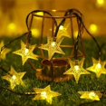 thumbnail image 3 of HESHENG Solar String Lights Star Outdoor 50LED, 8 Modes Solar Powered Fairy Lights, Waterproof Garden Christmas Tree Home Party Holiday Decor, Warm White, 3 of 10