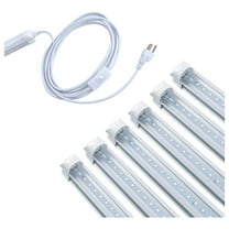 6 Pack LED Shop Light Fixture, 4FT 24W 6000K Daylight White Clear Cover Linkable Beer Cooler Light, T8 LED Integrated Tube Lights with On/Off Plug Cable for Garage,Work Bench and Workshop