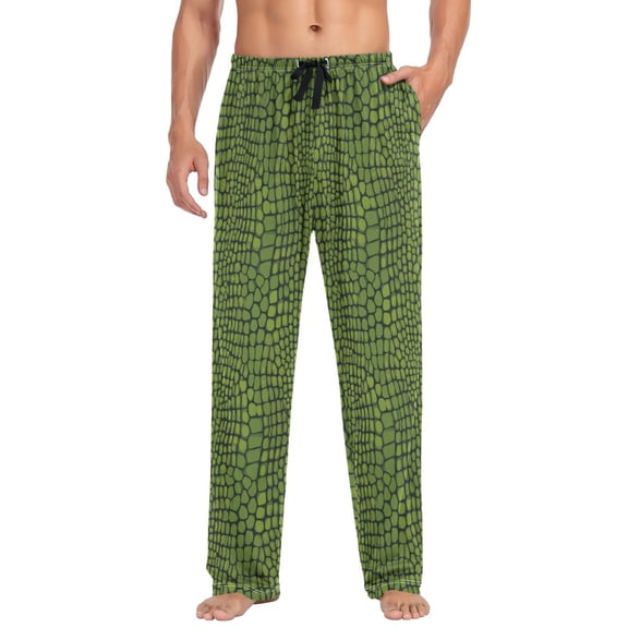 joogoo Men's Pajama Pants Crocodile Skin Soft Long Sleep Lounge Pjs Bottoms L