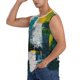 thumbnail image 3 of Fotbe Abstract Brushstrokes Green Blue Men's Camiseta sin Mangas Estampada para Hombres, Playera Casual para Gimnasio, Entrenamiento, Playa-Large, 3 of 7
