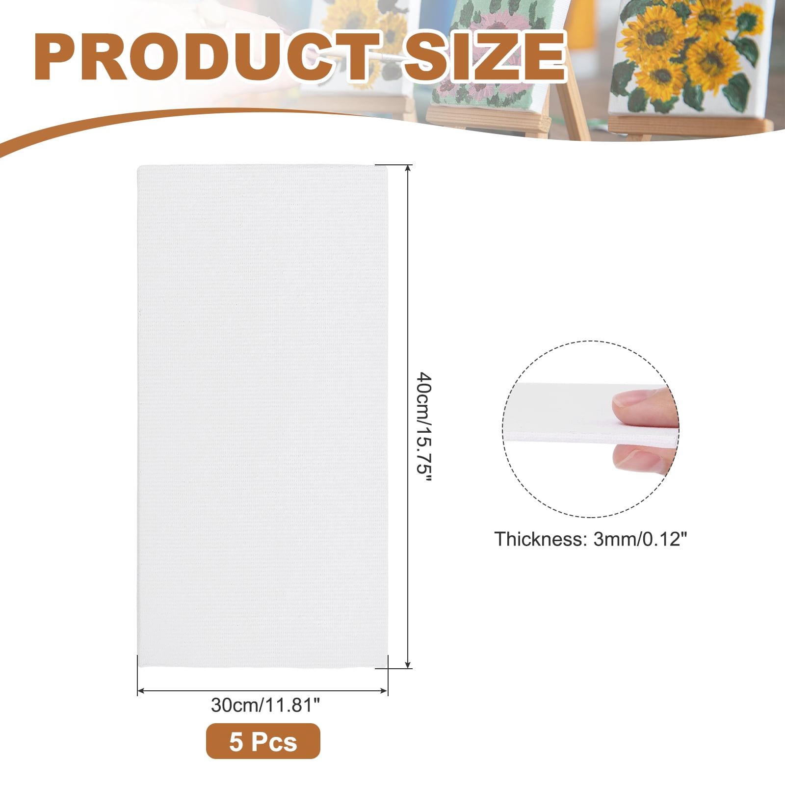 Uxcell Canvas Boards for Painting, 8x16" Cotton Blank Primed Art Canvas Panels Acid-Free for Painting Supplies Oil Acrylic Tempera Pouring Paint Artists(White, Pack of 5)