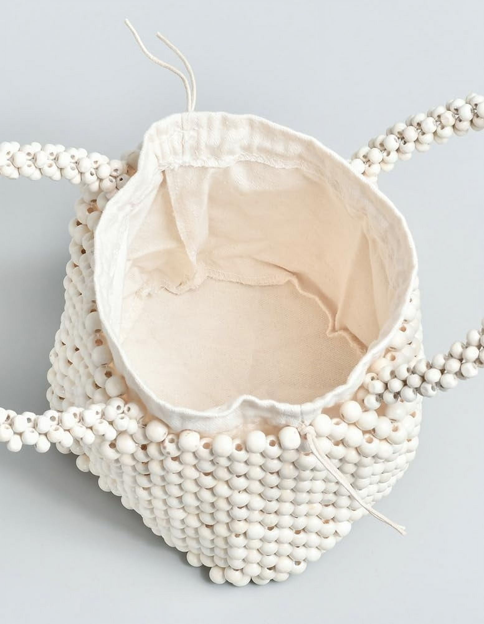 Handwoven Handbags for Women Wood Beads Hollow Mini Hobo Purses Summer Beach Totes Evening Bucket Bags for Party