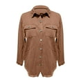 thumbnail image 5 of YNGKMEA Womens Denim Jacket Button Up Frayed Hem Shacket Retro Western Long Sleeve Boyfriend Shirt Casual Distressed Denim Jacket 2025 Fall Clothing Brown M, 5 of 5