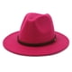thumbnail image 5 of Qarigey Sombrero con hebilla de cinturón, gorros de ala ancha para otoño e invierno, gorros de lana cálidos para mujer, vaquero, niños, Rosa roja 58cm 2piezas, 5 of 6