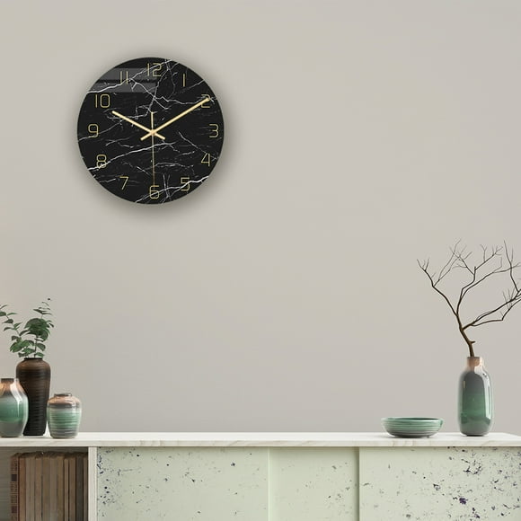 EGNMCR Room Decor Home Decor Creative Pattern Stone Wall Clock Acrylic Living Room Decoration Wall Clock