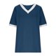 thumbnail image 5 of Mujeres Tops Casual Color Bloque Manga Corta V Cuello Blusa Moda Verano Primavera Respirable, 5 of 9