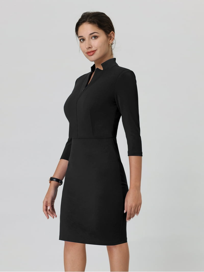 Daring Diva Sheath Zipper Collar Pencil Dress XL Black, Women's Daring Diva Sheath Zipper Collar Pencil Dress XL Black, Women's