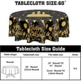 thumbnail image 2 of Happy Birthday Round Tablecloth 60 Inch Black Gold Birthday Cake Flags Ribbon Balloons Gifts Decorative Table Cloth Polyester Table Cover for Birthday Party Kitchen Dining Room Outdoor Home Decor, 2 of 6