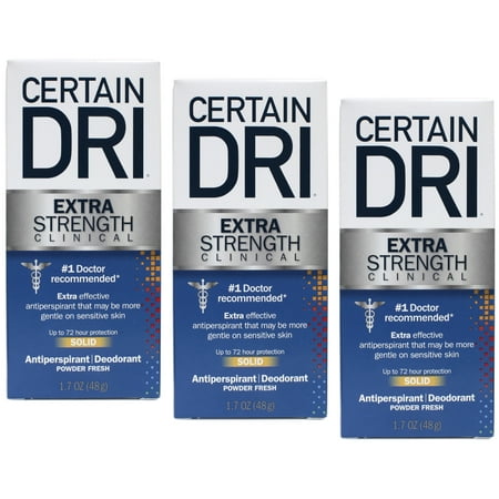 Certain Dri Extra Strength Clinical Solid Anti-Perspirant, 1.7 oz, 3 Pack