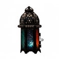 thumbnail image 2 of Portavelas de Hierro de 5 Piezas, Farol para Velas Pequeñas, Farol Colgante de Metal Y Vidrio, Portátil, Estilo Rústico Oriental para Cafetería, Resta 3 piezas, 2 of 7