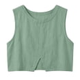thumbnail image 4 of Qulqfy Sleeveless Blouses for Women Casual Cotton Linen Scoop Neck Solid Loose Crop Trendy Spring Summer Ladies Tops and Blouses XXL, 4 of 7