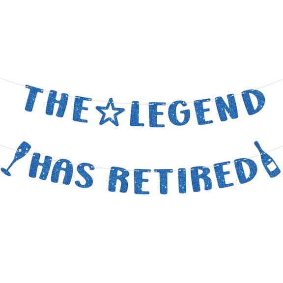 The Legend Has Retired Banner, Glitter Happy Retirement Party Banner Retirement Garland Retirement Decorations Supplies Gifts for Men & Women (Blue)
