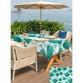 thumbnail image 5 of Outdoor Tablecloths with Umbrella Hole & Zipper, Green Geometric Moroccan Rectangle Tablecloth 60x120 Inch, Abstract Art Teal Ombre Modern Waterproof Table Cloth, Patio/Pool/Picnic Table Covers, 5 of 8