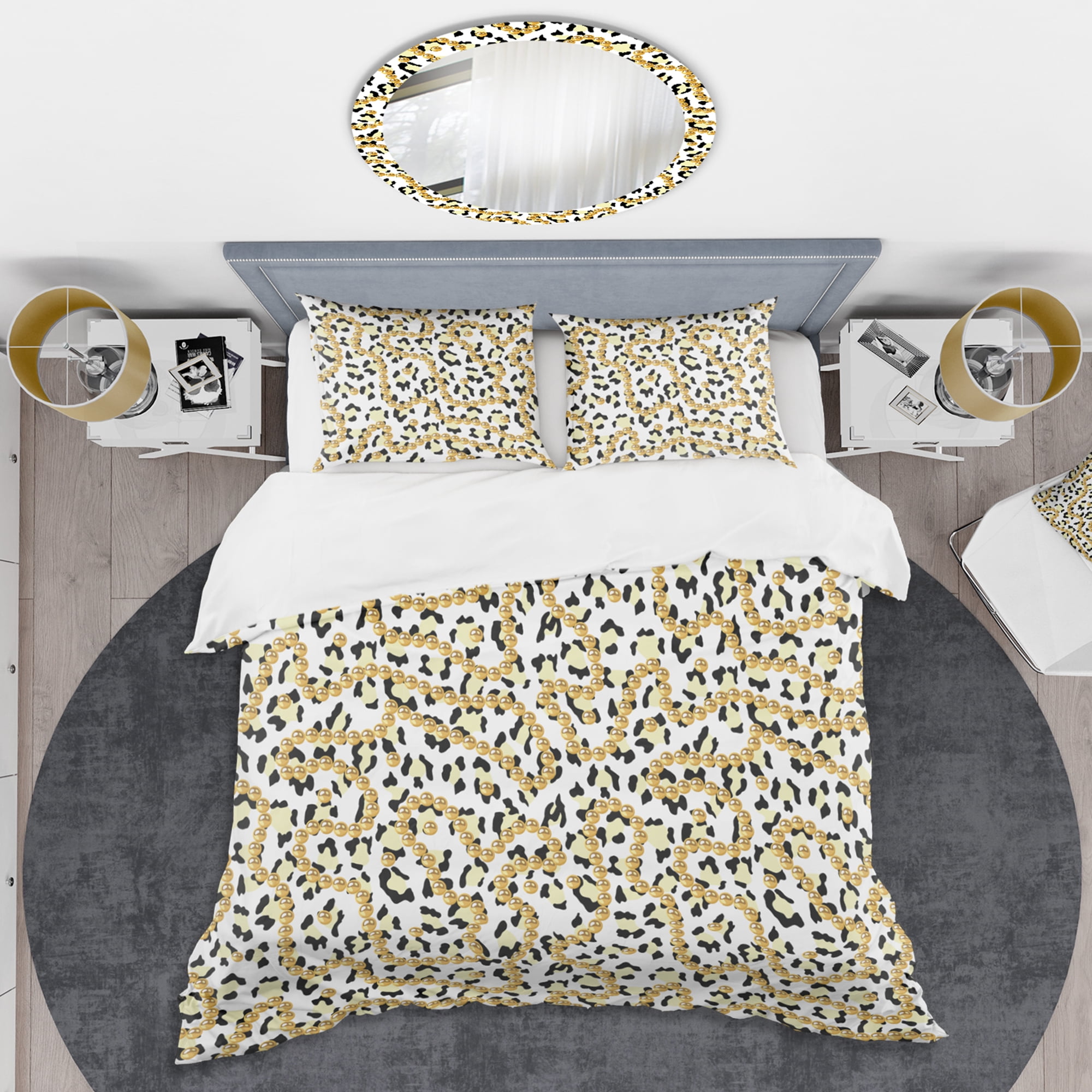 Designart 'Leopard Fur Safari VI' Mid-Century Modern Duvet Cover Set