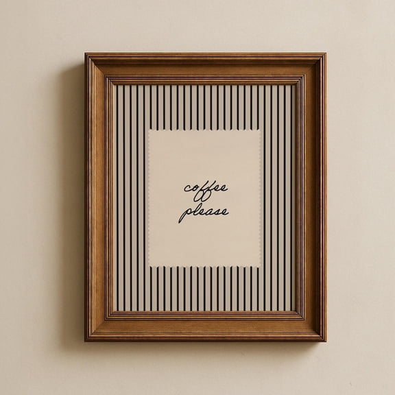Coffee Please Wall Art Print, Black White Striped Kitchen Decor