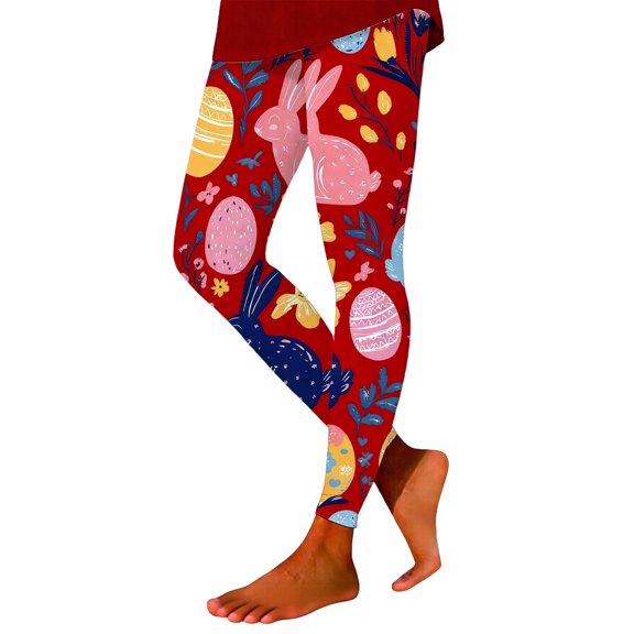 Shadoumai Easter Day Leggings for Women, Plus Size High Waist Egg Leggings Womens, Yoga Pants Bottoms Women Black