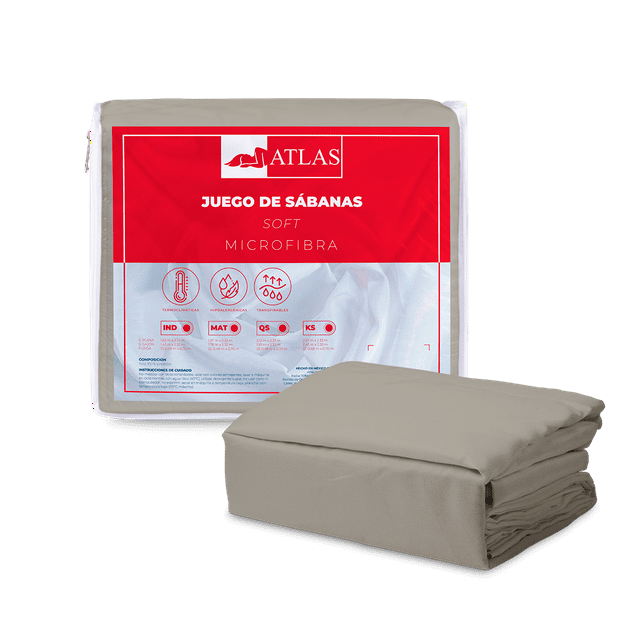 Juego de sabanas Anti Ácaros Atlas Basic Soft Ks Gris