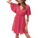 thumbnail image 1 of Sunloudy Vestido casual de manga corta para mujer, a la moda, estampado de puntos, cuello en V, cintura alta, vestido de gasa Sunloudy S M L XL, 1 of 4