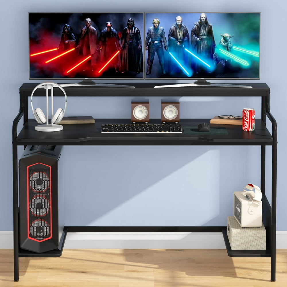 computer desk with shelf for monitor