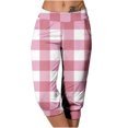 thumbnail image 2 of Stamzod Women's Capris Fashion Plaid Printing Summer Stretch Waist Cropped Pants Casual Fitting Plus Size Pants with Pocket on Clearance Pink C M, 2 of 7