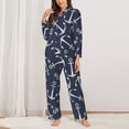 thumbnail image 2 of Pajama Sets for Women 2 Pcs, silver anchor navyblue Button Down Long Sleeve Sleepwear Lounge PJ Sets, 2 of 6