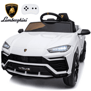 Licensed Lamborghini Ride on Car with Remote Control Kids Ride on Toy for Girls and Boys 12V Powered Electric Vehicles for 3-5 Years Old, USB, Ride on Truck, Headlight, White
