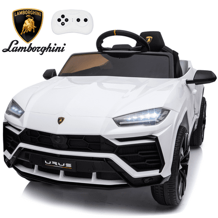 Licensed Lamborghini Ride on Car with Remote Control Kids Ride on Toy for Girls and Boys 12V Powered Electric Vehicles for 3-5 Years Old, USB, Ride on Truck, Headlight, White