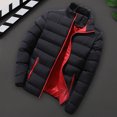 thumbnail image 4 of comerut Men Winter Coat Padded Thick Solid Color Zipper Closure Stand Collar Long Sleeve Windproof Soft Warm Cold Resistant Men Jacket, 4 of 8
