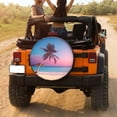 thumbnail image 3 of KAKALAD Ocean Sunrise Tropical Palm Tree Island Hawaiian Waves 02 Spare Tire Cover Universal Vehicle Accessories Buckle Car Tools 17”in, 3 of 6