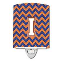 Letter I Chevron Blue and Orange #3 Ceramic Night Light