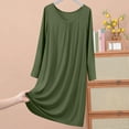 thumbnail image 2 of HWRETIE Loungewear Set,Women Pajama Dress Solid Color Plus Size Round Neck Long Sleeve Loose Comfortable Casual Mid Calf Nightgown Home Clothes Sleepwear Army Green （9XL）, 2 of 8
