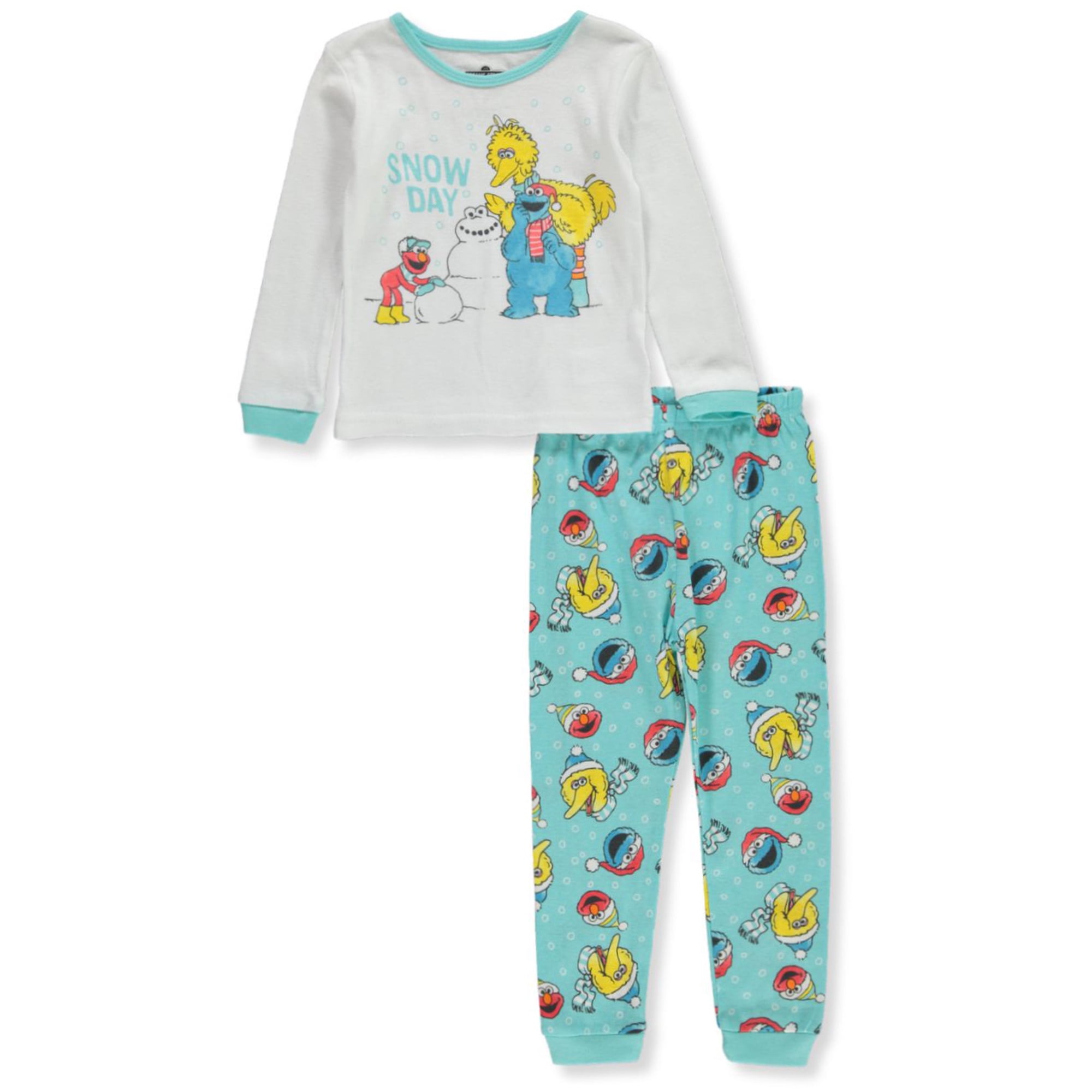 Sesame Street Toddler 'Snow Day' Elmo, Cookie and Big Bird Pajama Set (Size 4T)