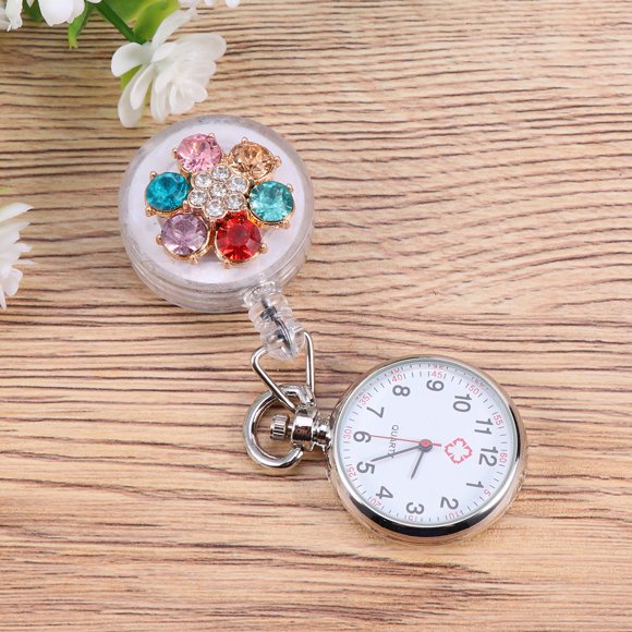 OULII Montre d'Infirmière à Clip Multicolore avec Décoration en Strass pour Chronométrage Précis