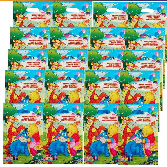 Winnie the pooh Goodie Bag Candy Treat Birthday Gift Bags Party Favors Handles Snack Supplies