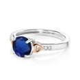 thumbnail image 4 of Gem Stone King 1.63 Ct Blue Created Sapphire White Diamond 925 Silver and 10K Rose Gold Ring (Size 9), 4 of 5