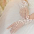 thumbnail image 3 of Women Lady Mesh Fishnet Gloves Sexy Lace Bowknot Wrist Women Gloves B1T0, 3 of 9