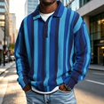 thumbnail image 2 of Zynoxe Men's Striped Sweatshirt with Elastic Ribbed Cuffs Classic Lapel Collar Sweatshirt for Men Loose Drop Shoulder Long Sleeve Pullover Top Fashionable Color Block Fall Sweatshirt XL, 2 of 10