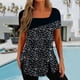 thumbnail image 1 of ICHUANYI Clearance Fashion Womens Casual Printed Square Neck Short Sleeve Buttons Tops Loose Blouses(Black, M) ICHUANYI WER2023080703720, 1 of 5