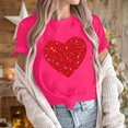 thumbnail image 5 of mihongmao Valentine Tops Women Casual Round Neck Short-sleeved Christmas Tree Printed T-shirt Hot Pink M, 5 of 6