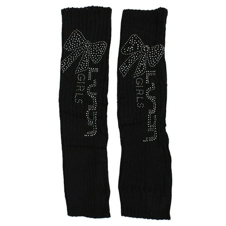 Unique Bargains Women's Ribbed Stretchy Knee High Leg Warmer Letters Knitted Sock Black