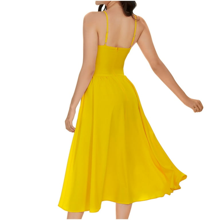 Elegant Yellow Cutout Midi Dress Elegant Yellow Cutout Midi Dress