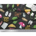 thumbnail image 2 of Soimoi Black Cotton Voile Fabric Food & Headphone Food Print Fabric by the Yard 42 Inch Wide, 2 of 3