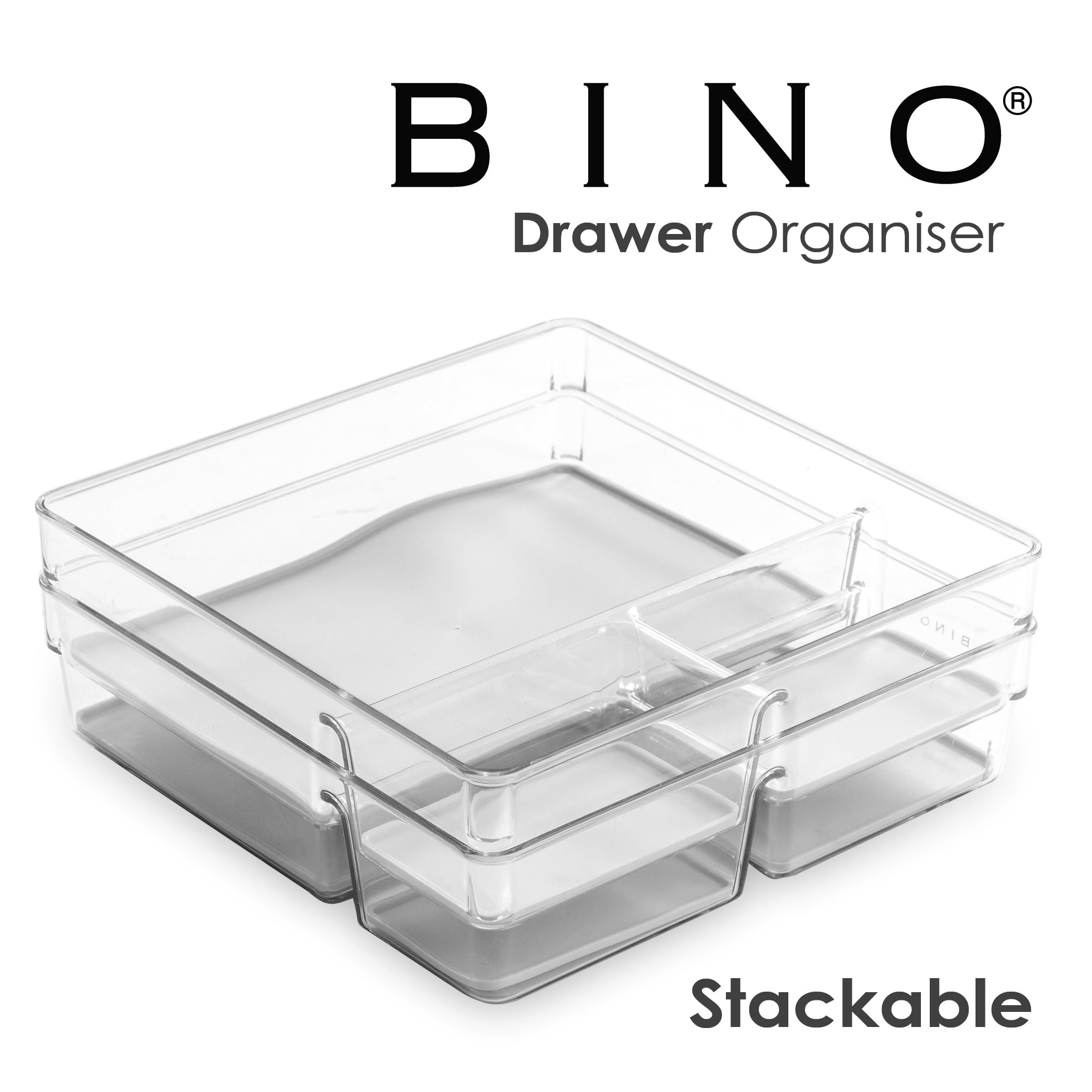 Finders Bino Multi Purpose 3 Section Plastic Drawer Organizer