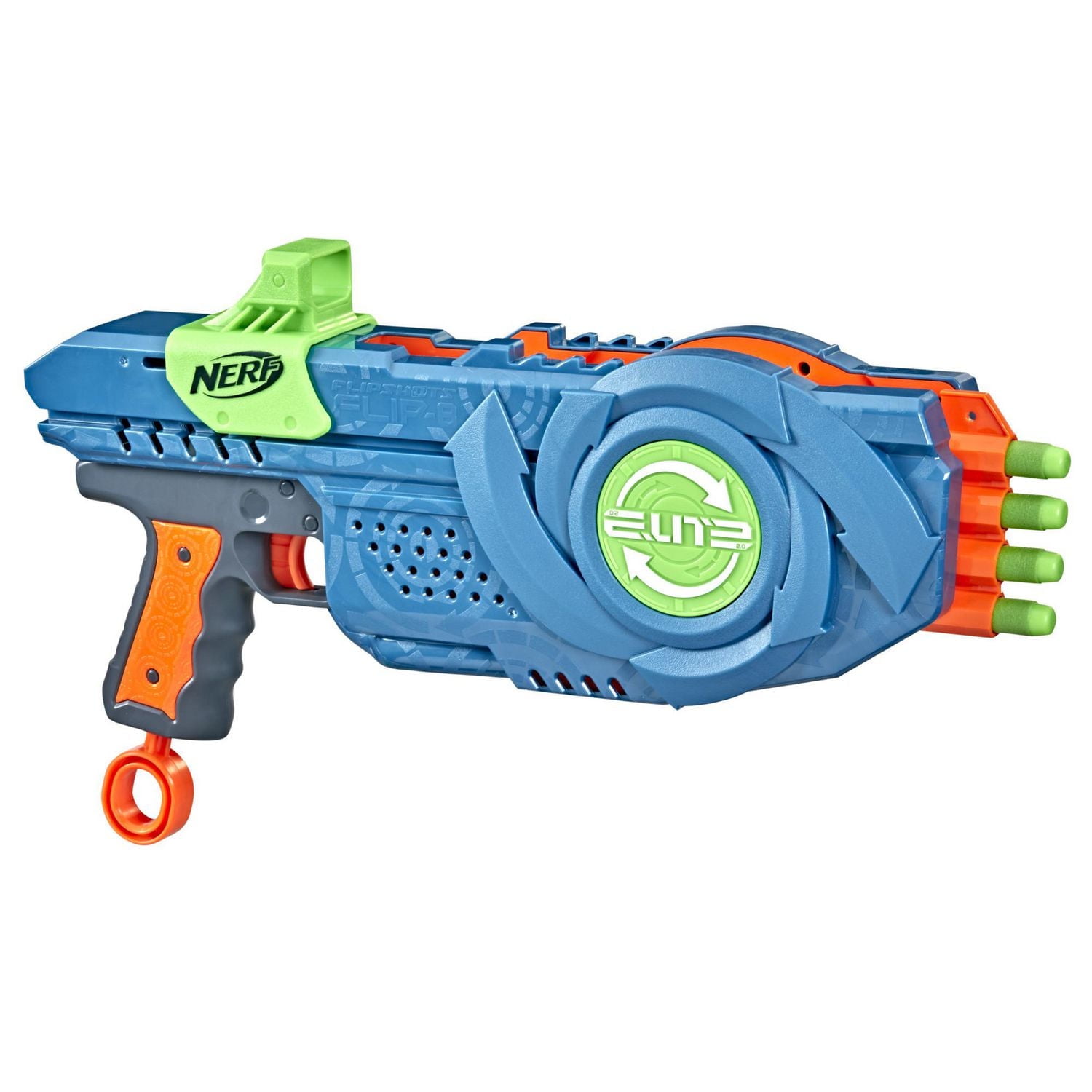 Nerf Elite 2.0 Flipshots Flip-8 Blaster with 8 Dart Barrels That Flip to Double Your Firepower, 8-Dart Capacity, 8 Official Nerf Elite Darts