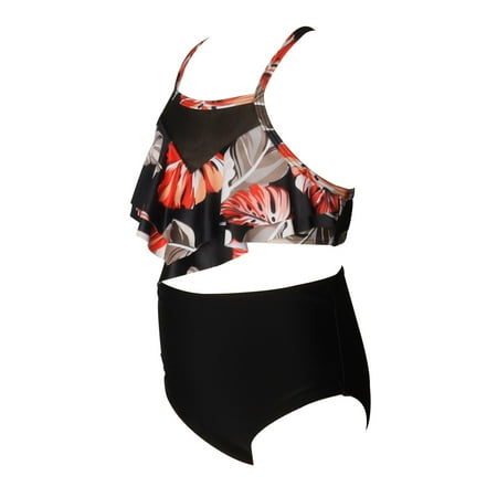 

NECHOLOGY Mother Daughter Swimsuit For Female Student Woman Girls Printed Swim Wear Sleeveless Thanksgiving Family Pajamas Suit Black 2-3 Years