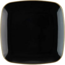 (90 PACK) EcoQuality 10" inch Disposable Square Black Plastic Plates with Gold Rim, China Like Party Plates, Heavy Duty Dinner Plate, Salads, Weddings, Baby Showers, Catering, Non Toxic