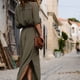 thumbnail image 4 of Vestido maxi de mujer sólido con escote en V profundo Vestido de manga larga con cordones divididos en otoño para niña kenally  FS9538-02, 4 of 7