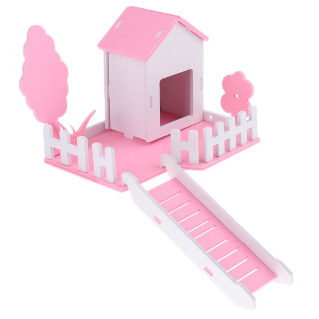 Cama para Hamster Sunnimix 3 en 1 con escalera Patio de juegos Ejercicio Rosado